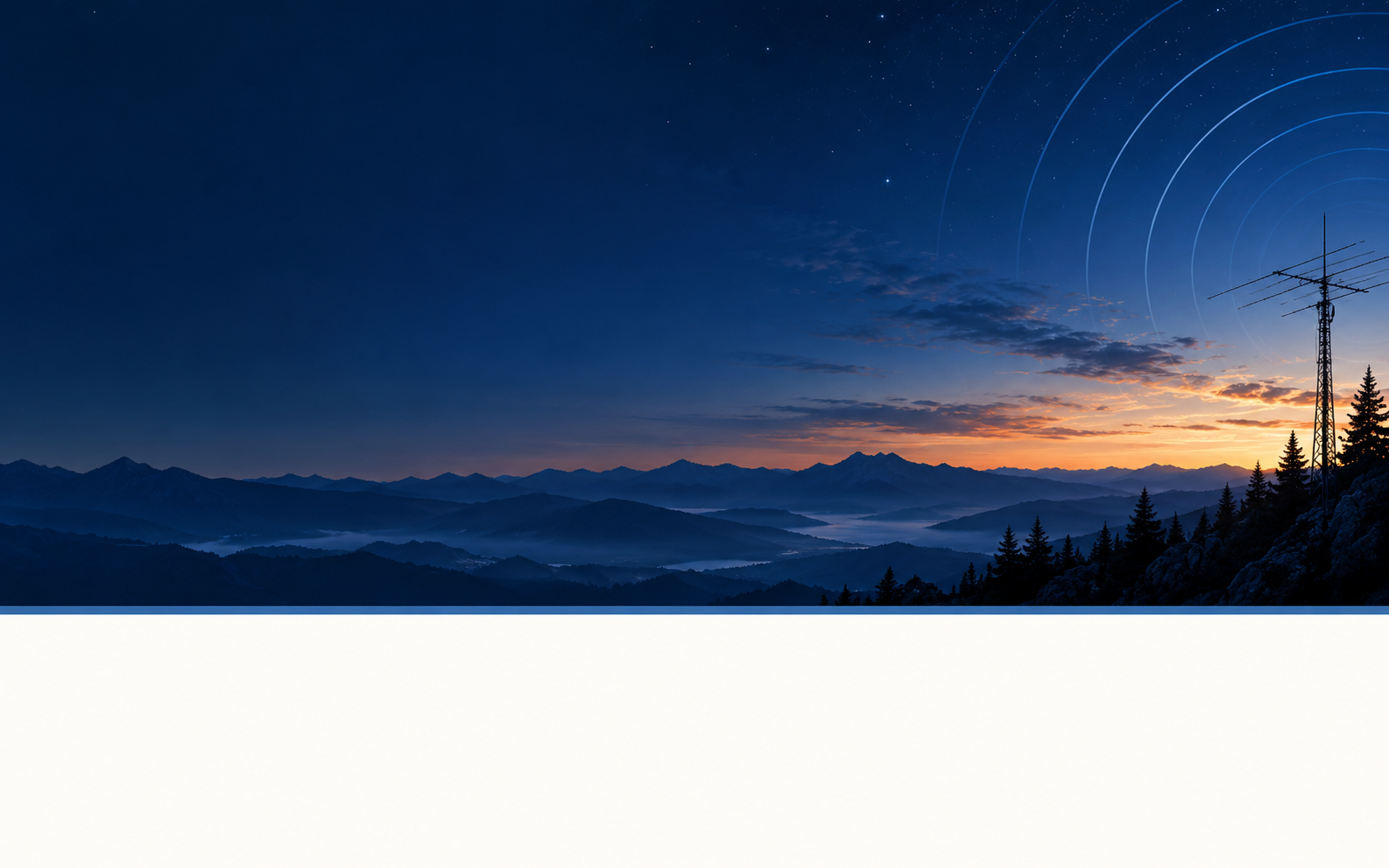 Mountain landscape on an illustrative QSL card